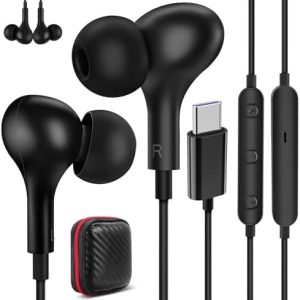 Cuffie USB C per Galaxy A56 A36 A17 5G Samsung A54 A34 A35 S25 Magnetico Auricolari In Ear Tipo C con Cavo Microfono,Cuffie USB C Connettore per iPhone 17 16e 15 Pixel 10 9a 8a Xiaomi 15 iPad Mini Air