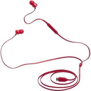 JBL Tune 310 C Auricolari In-Ear ad Alta Risoluzione Audio, con Cavo Piatto Antigroviglio, Comando a 3 Tasti Bassi Profondi, JBL Pure Bass, Rosso
