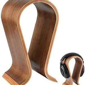Linkidea Supporto per cuffie Omega in legno/Supporto per cuffie in legno/Supporto per cuffie in legno/Supporto per display da scrivania per auricolari Omega - Cuffie in legno finitura noce