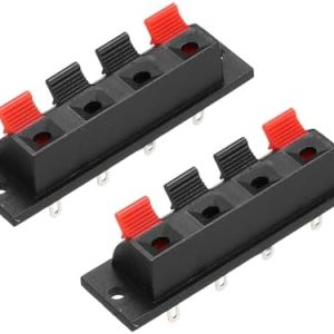 QUARKZMAN 4 Vie Molla Terminale Clip Connettore A Scatto Piatta Jack Presa Terminale Altoparlante Blocco Giunto Altoparlante Morsetto Test Clip WP4-7 2Pezzi