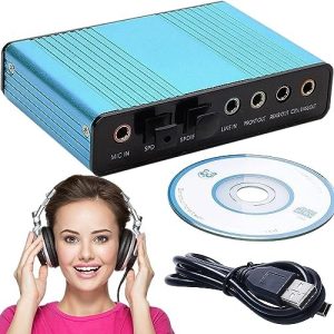 Retoo Scheda audio esterna 7.1 Surround, adattatore audio stereo, regolazione del volume, connettore per cuffie, microfono, disattivazione microfono per PC